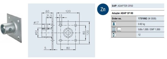 Adapter für vertikale oder horizontale Stützenposition