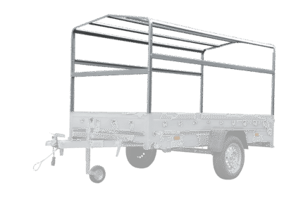 Planengestell H-1100 für 264×150 cm Anhänger Seitenansicht