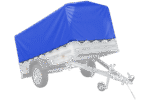 Blaue Hochplane H-800 auf 230×125 Anhänger