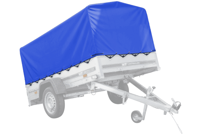 Blaue Hochplane H-800 auf 230×125 Anhänger