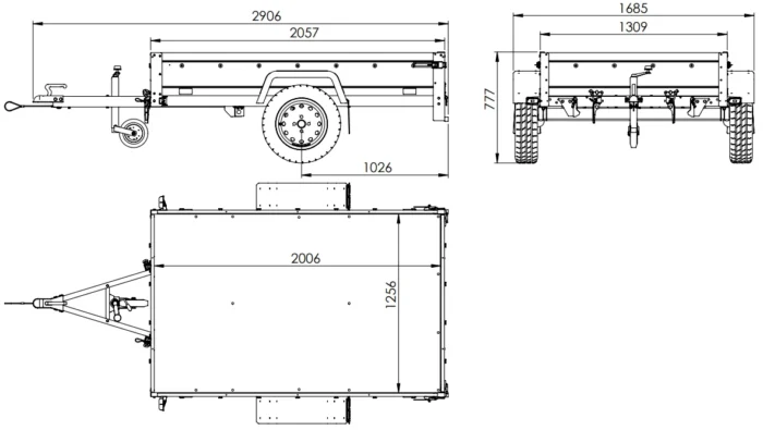 Anhänger 750 kg 200×125 mit Hochplane – Garden Trailer 201 KIPP – Bild 9