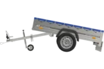 Garden Trailer 200 Kipp mit blauer Flachplane und Stützrad