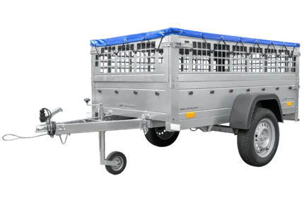Garden Trailer 200 KIPP mit Gitteraufsätzen und blauer Plane
