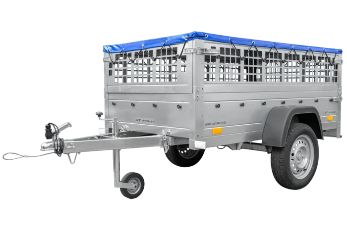 Garden Trailer 200 KIPP mit Gitteraufsätzen und blauer Plane