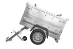 Außenliegende Räder 155/70 R13 am Einachs-Kastenanhänger